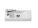 Lave-mains pour toilettes, suspendu et compacte, parfait pour les espaces restreints, Largeur 42 cm, Profondeur 14,5 cm, Hauteur 11 cm, résine minéral, Livraison 5-7 jours OFFERTE.